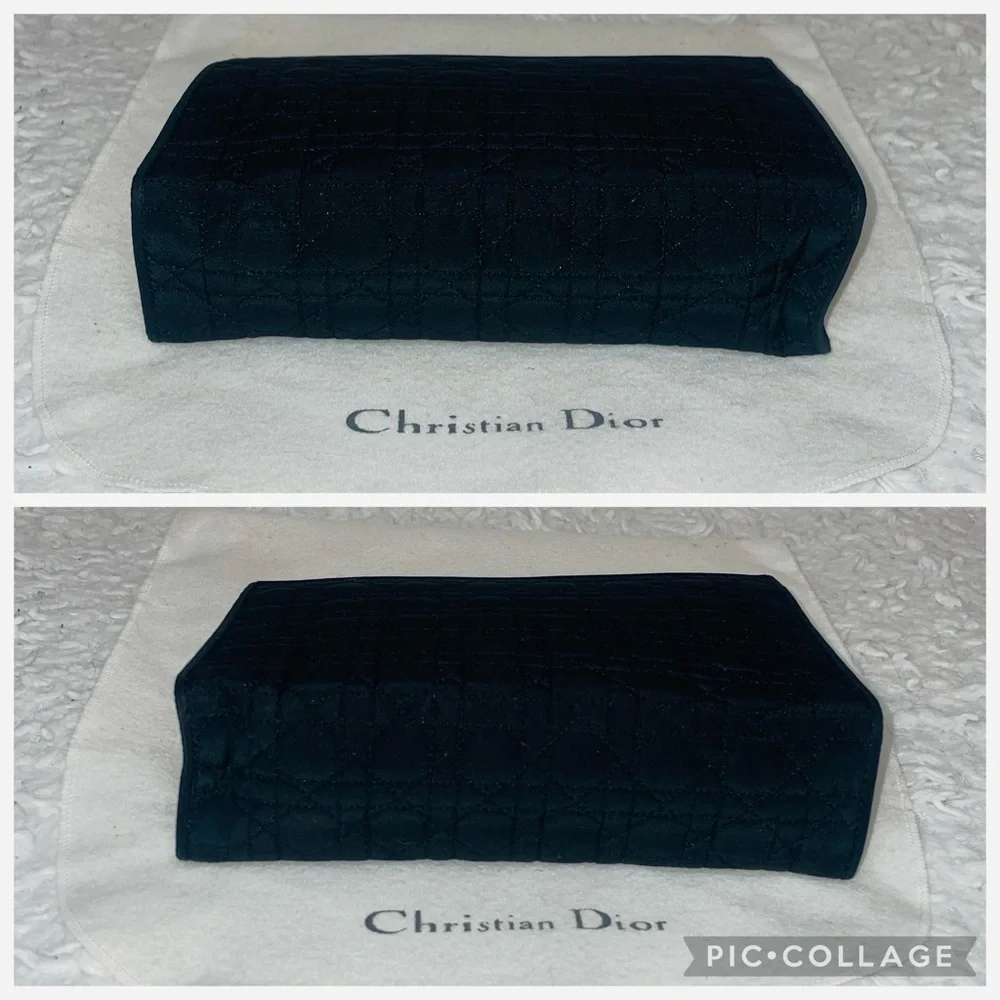 Christian Dior CD Cannage Black Quilted Zip Clutch Pouch Organizer Bag